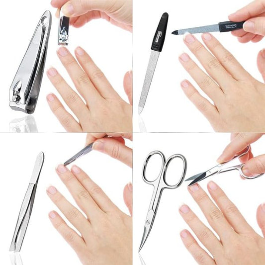 5 Pcs Manicure Pedicure Set Nail Clippers, Professional Grooming Kit, Nail Tools With Luxurious Travel Case With Pouch